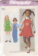 SIMPLICITY 7857 SIZE 5 UNCUT VINTAGE PATTERN CHILD&#39;S JUMPER AND OVERALLS... - $3.00