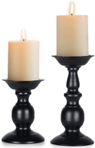 Black Candle Holder for Pillar Candles - 2 Pcs Rustic Candle Holders Set Metal C - £27.99 GBP+