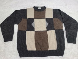 Vintage NORM THOMPSON 90s Coogi Style Pullover Sweater Geometric XL Made Italy - $14.03