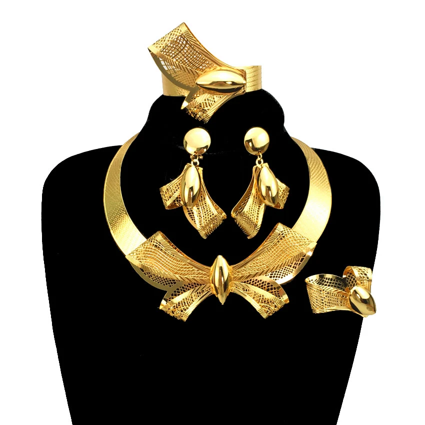 Bowknot Jewelry Brazilian Gold Jewelry Sets For Women Birthday Gift  FHK13040 - $95.00