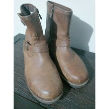 Ugg Women&#39;s Size 6 Brown Leather Fabrizia Boots Side Zip Buckle Harness ... - $56.09