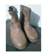 Ugg Women&#39;s Size 6 Brown Leather Fabrizia Boots Side Zip Buckle Harness ... - $76.71 CAD
