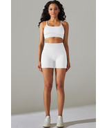 White Spaghetti Straps Bra and High Waist Shorts Workout Set - $6,198.25 MXN