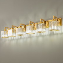 Modern Crystal Bathroom Vanity Light 6-Lights Gold Brushed Brass Finish Modern C - £253.98 GBP