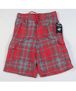 Beverly Hills Polo Club Red Plaid Board Shorts Brief Lined Swim Trunks M... - £29.56 GBP