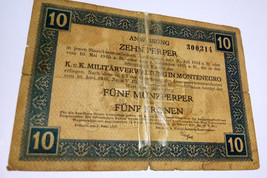 Montenegro 10 Perper 1917 Austria Occupation banknote - $39.60
