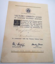 WW1 Home Front Victory Liberty Loan 1919 Antique Rare Ephemera Signed NY - $1,411.77 MXN