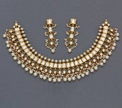 VeroniQ Trends-Elegant Rajputi Handmade Pachi Kundan Pearl Necklace Set - £75.01 GBP