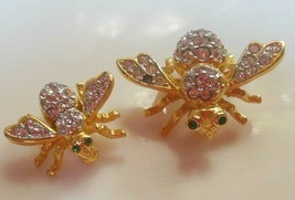 Retired Joan Rivers Clear Pave Crystal Bug/Bee Brooch Large &amp; Small - £113.83 GBP