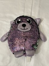 Shimmeez 8&quot; Delilah Dog Plush Reversible Sequins Purple Green Stuffed Animal - £8.46 GBP