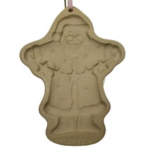 Brown Bag Cookie Art Mold Santa Claus Stars Giant Stamp Gift Ceramic Vtg... - £10.35 GBP