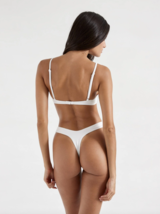 Oneone Swimwear White Ribbed &#39;lara&#39; Fixed Triangle Bikini Top (L) Nwt - £52.27 GBP
