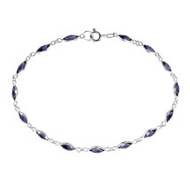 Sublime Purple Oval Links .925 Sterling Silver Bracelet - £15.47 GBP