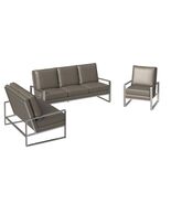 LeisureMod 3-Piece Sofa Set Upholstered in Leather Accent Chair with Bru... - $4,862.76
