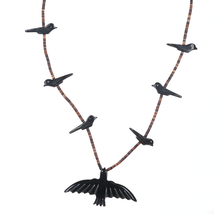 26&quot; Vintage Santo Domingo carved horn heishi necklace with sterling fittings - £144.47 GBP