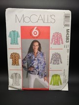 McCalls Misses Shirts Top Pattern M4383 Petit Plus Size 12-14-16-18 Vint... - $15.83