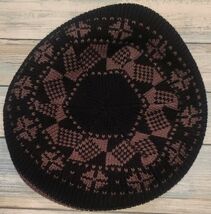 Home-Made ~ Unisex ~ Black/Brown Beret ~ Hat ~ 10" Diameter ~ 12" Opening - $35.00