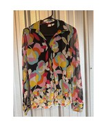JOIE REVOLVE Womens Semi Sheer Floral Button Up Long Sleeve Shirt Retro ... - €21,36 EUR