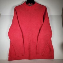 Attencione Knit Sweater Women&#39;s Large Pink/Coral Mock Neck Pullover - $21.46