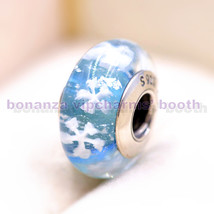 925 Sterling Silver Handmade Glass Lampwork Snowflakes Murano Glass Charm Beads  - £3.59 GBP