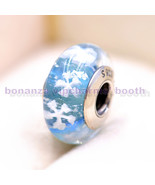 925 Sterling Silver Handmade Glass Lampwork Snowflakes Murano Glass Char... - £3.57 GBP