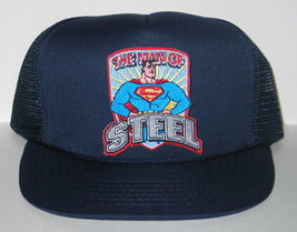Superman The Man of Steel 1950&#39;s Patch on a Blue Baseball Cap Hat NEW - $14.50
