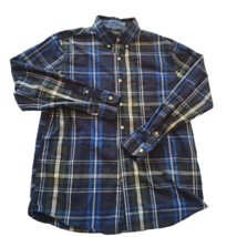 Chaps Men&#39;s Size M Blue Black Plaid Flannel Long Sleeve Easy Care Shirt - $12.13