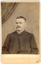 Circa 1880&#39;S Named Cabinet Card Featuring Handsome Man With Mustache In Coat. - £9.54 GBP