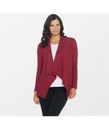 AnyBody Berry Pink Brushed Waffle Knit Waterfall Cardigan Size Small A34... - £9.61 GBP