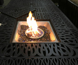 Cast Aluminum Dining Double Burner Fire Pit Table. - $1,975.05