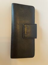 Fossil  zip clutch  Leather wallet Black  16 Card, 1 ID, 3 Lg, 1 Zip Pocket - $17.57