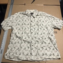 Woolrich Vintage Fishing Print Shirt XL, Lightweight Allover Fish Button... - $14.85