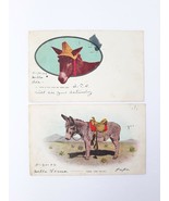 2- 1906 Donkey Postcards How D&#39;You Like My New Lid? Take One on Me Posted - £12.15 GBP