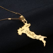 Map Of Italie Pendant Necklace For Women Girl Gold Color Italian Map Jewelry - £13.19 GBP