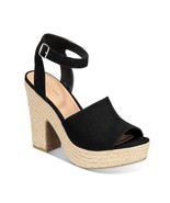 Sun Stone Womens 9.5 M Black Faux Suede Strappy Platform Heels NIB FR8 - $647.94 MXN