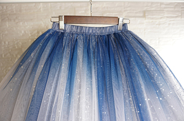 Women Girl Short Frozen Tutu Skirt Silver Blue Layered Puffy Tutu Skirt Holiday image 3