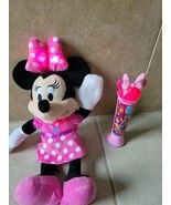 Disney Minnie Mouse Talking Light Up Plush 14&quot; &amp; Light Up/Singing Microp... - £19.81 GBP