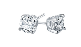 ADIRFINE 925 Sterling Silver Brilliant Round Cubic Zirconia Stud Earrings - £30.11 GBP