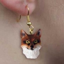 Animal Wildlife RED FOX Head Resin Dangle Earrings...Reduced Price - £4.71 GBP