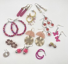 VTG Shades Of Pink Fashion Pierced Earrings Lot 12 Pair Costume Jewelry - £7.86 GBP