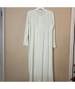 Miss Elaine Sz M Nightgown~Embroidery Pleated Light Green~Cuddleknit Hon... - £24.92 GBP