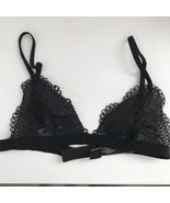 Victorias Secret Bra XS Black Triangle Chantilly Lace Mesh Sheer Lined - £15.17 GBP