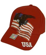 USA Men&#39;s Patriotic American Bald Eagle Adjustable Baseball Cap (Red) - £11.95 GBP