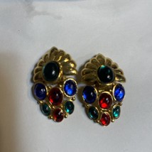 Joan Rivers Earrings Clip-on  Goldtone Silver Rhinestone Stock - £42.92 GBP