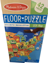 USA United States Map Floor Kids Puzzle Teaches Geography Shapes Melissa... - $14.73