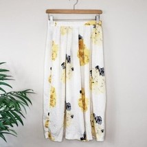 Vintage Coscob | Cream Yellow Gray Floral Midi Skirt Vtg Size 10 - $14.52