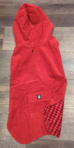 Petrageous Designs Red Corduroy Dog Coat with Hood &amp; Pocket Fleece Lined Size XL - £10.20 GBP