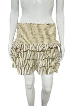 LoveShackFancy Womens Polka Dot Printed Ruffle Smocked Tiered Short Mini Skirt S - £185.70 GBP