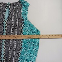 London Style Collection #153031 Women's 16 Green & Black Floral Sleeveless Dress image 4