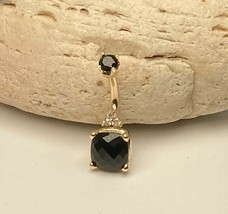 14K Yellow Gold Plated 1.50Ct Cushion Simulated Black Diamond Belly Button Ring - £74.37 GBP